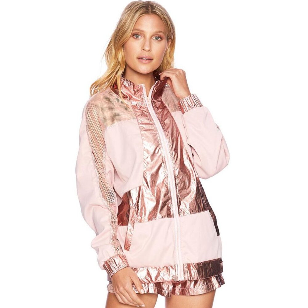 Women's Beach Riot Metallic & Mesh Jacket, X-Small, Pink